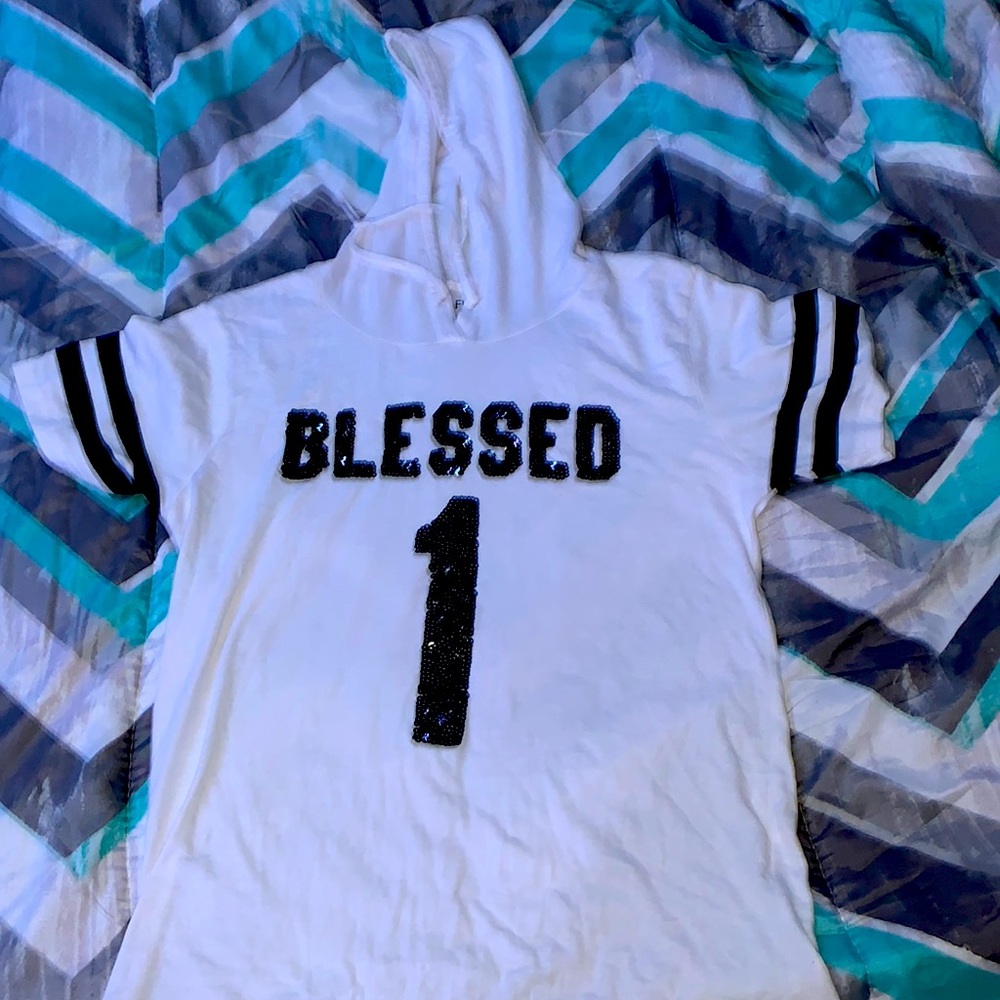 Whit and black blessed shirt